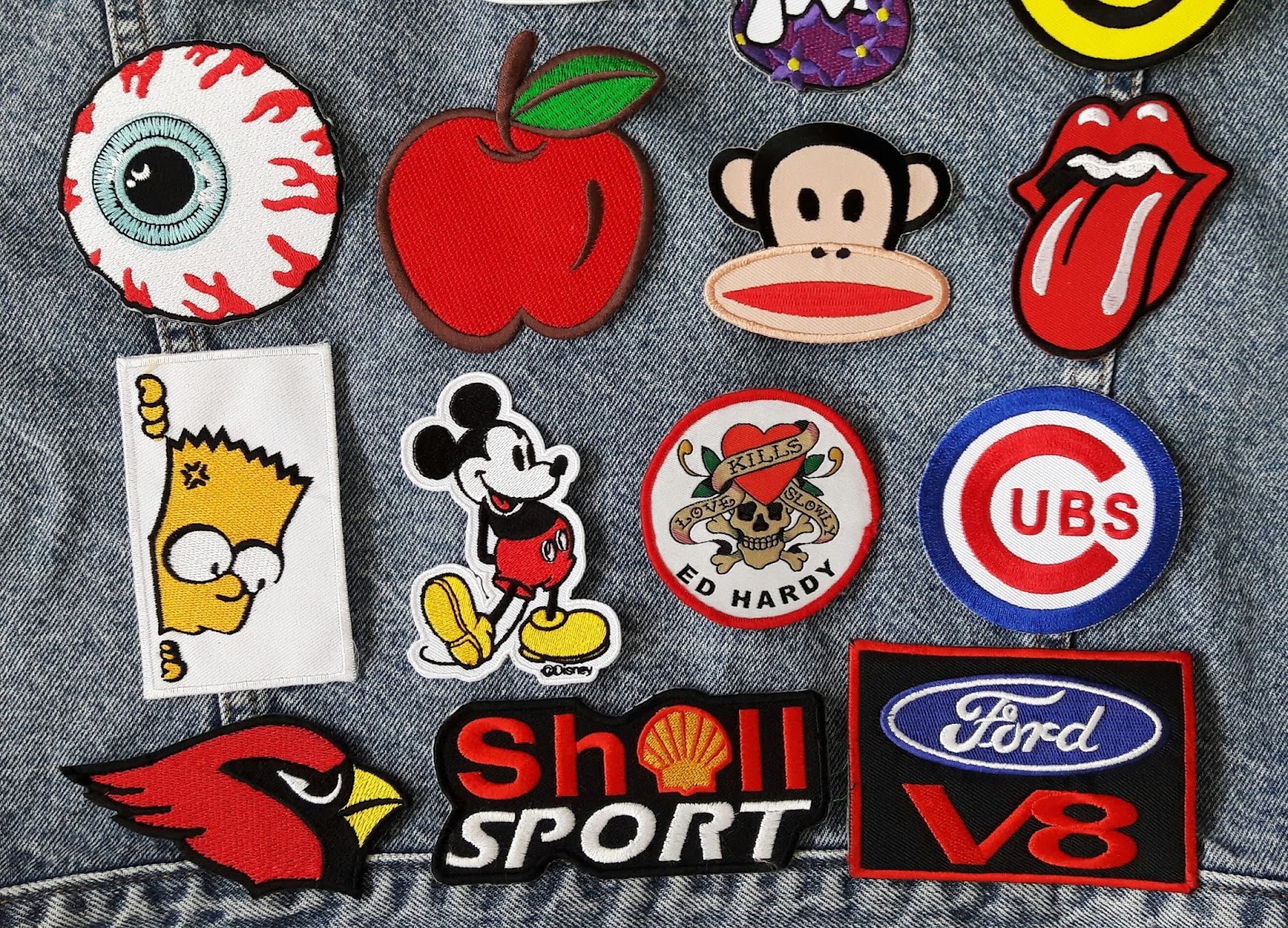 Pack of 19 Iron on Patches / 19 Embroidered Iron on Patches Set