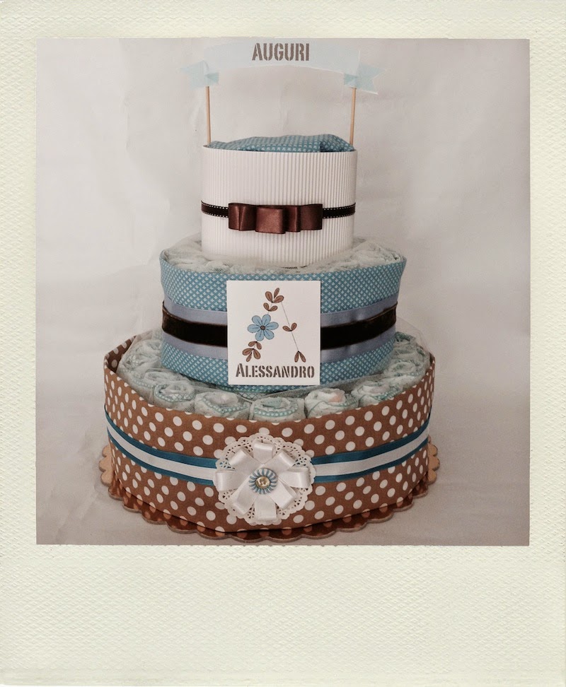 Torta di pannolini - Tutorial - How To Make a Diaper Cake For Baby Shower 