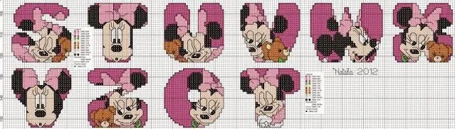 Minnie Cross Stitch Alphabet.