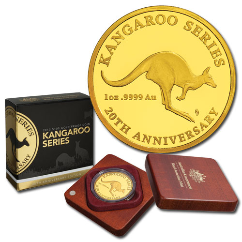 Gold Silver Currency 2013 Kangaroo 100 20th Anniversary 1oz Gold