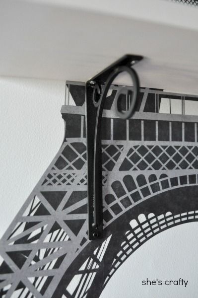 How to apply large Eiffel Tower decal to wall to make Eiffel Tower wall shelves