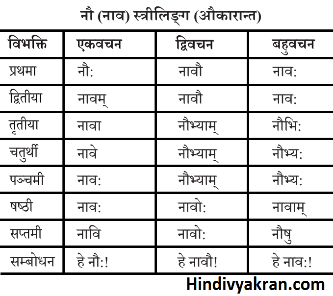 नौ शब्द रूप संस्कृत में – Nau Shabd Roop In Sanskrit