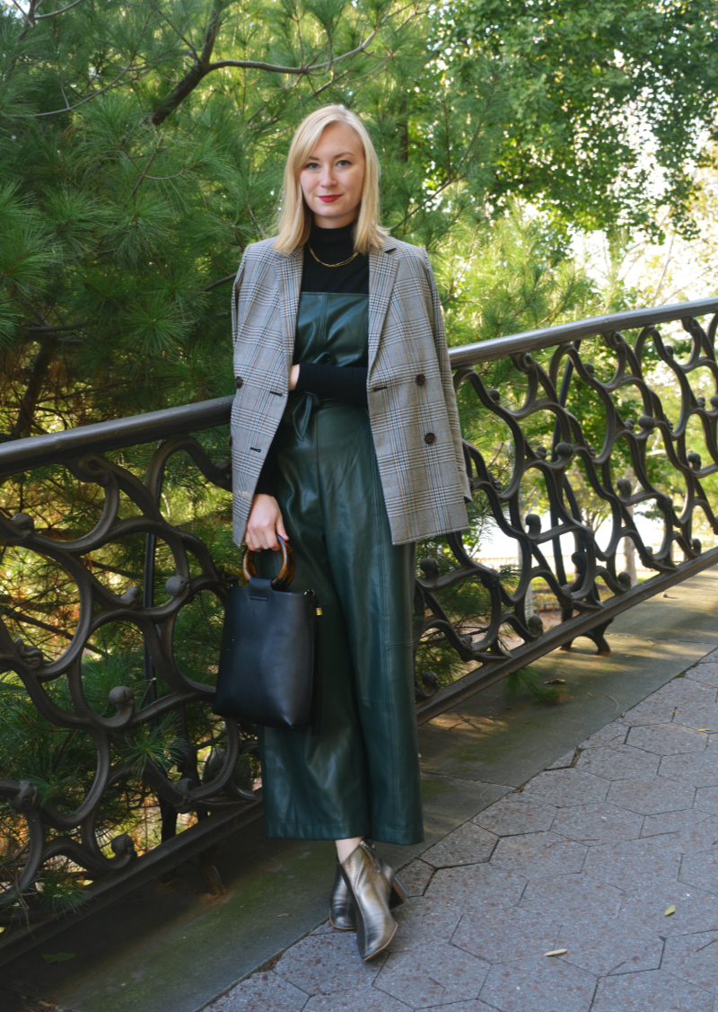 green leather jumpsuit