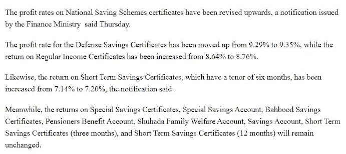 National Savings certificates' profit rates revised upwards