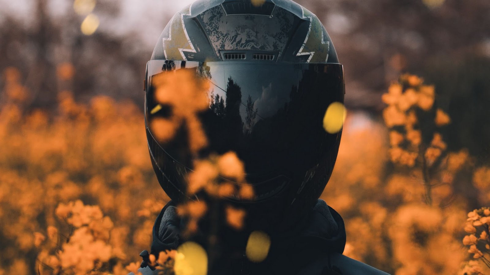 Motorcyclist Black Helmet Wallpaper