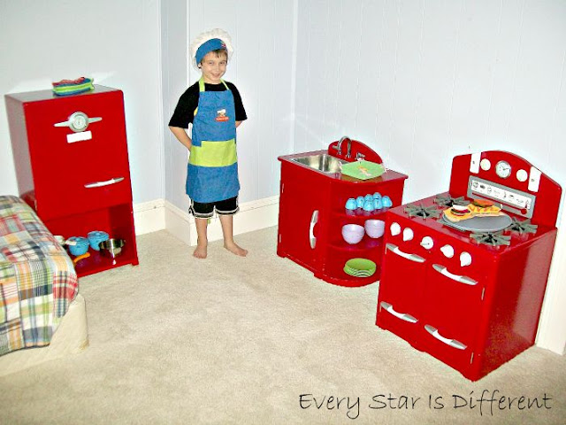 A Montessori-inspired Bedroom for Boys: A Kitchen Set Up