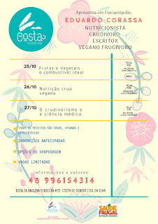 CURSO DE ALIMENTAÇÂO VIVA VEGANA VEG EM FLORIANÒPOLIS 25 a 27 de outubro