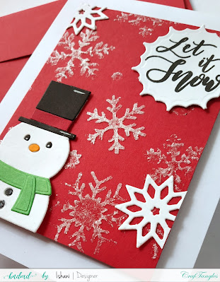 Quick Christmas Cards, Christmas cards with stencils, Craftangles stencils, craftangles snowflake stencil, Simon says stamp Snowman die, , Quillish