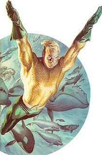 Aquaman with fish background