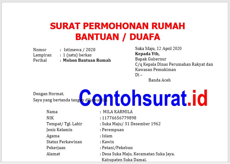 Contoh Surat Permohonan Bantuan Baznas Doc Nusagates