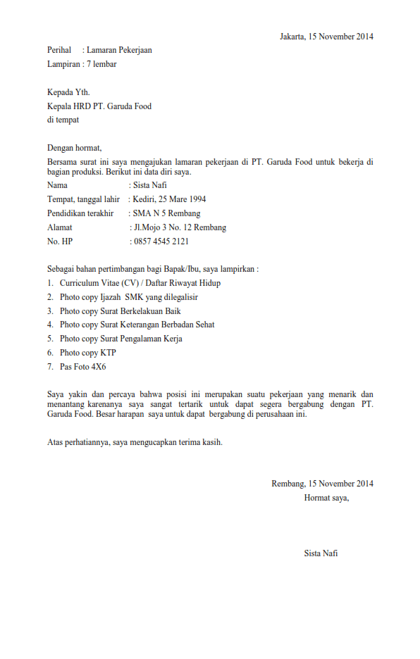 Contoh Surat Lamaran Kerja Di Pabrik Kelapa Sawit Contoh Surat Lamaran Kerja Di Pabrik Kelapa Sawit