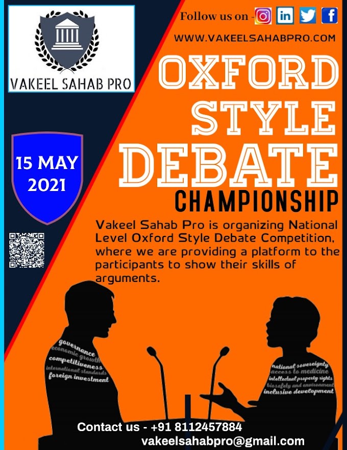 NATIONAL LEVEL OXFORD STYLE DEBATE CHAMPIONSHIP @ VAKEEL SAHAB PRO