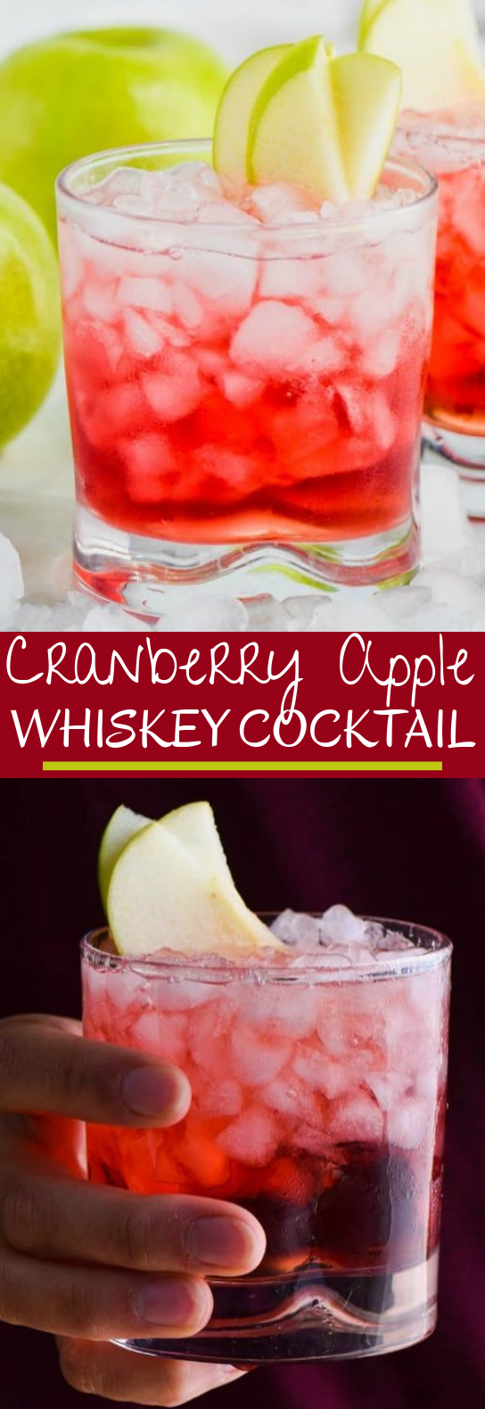 Cranberry Apple Whiskey Cocktail #drinks #cocktails