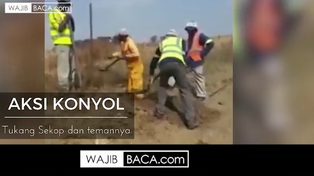 [VIDEO] Aksi Konyol Tukang Sekop Yang Dikerjai Teman Kerjanya