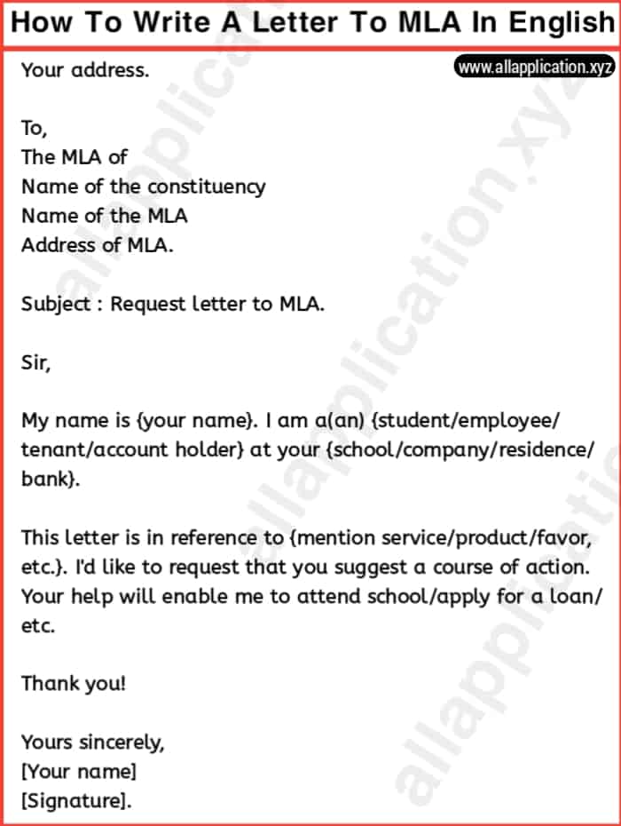 how to write application letter to mla