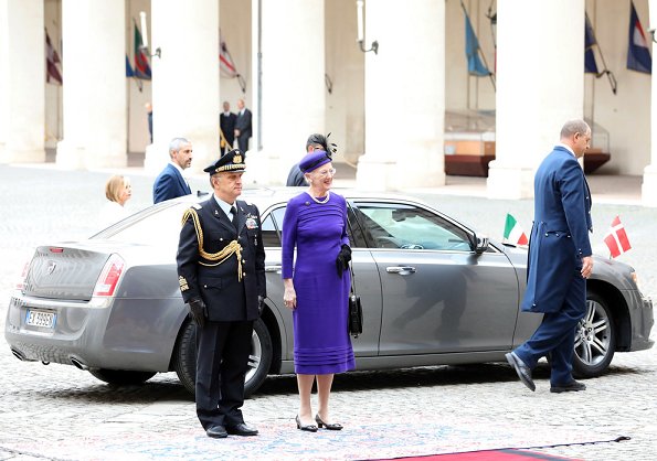 Queen Margrethe II of Denmark met with Italian President Sergio Mattarella at the Presidential Palace Palazzo Quirinale