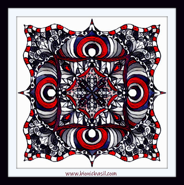 Mandalas on Monday ©BionicBasil® Colouring With Cats Mandala #105 coloured by Cathrine Garnell