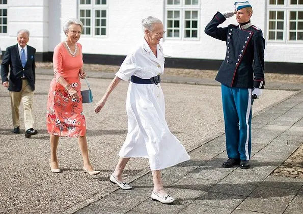 Queen Margrethe II and Princess Benedikte of Denmark attended a church service (festgudstjeneste) held at Grasten Palace Church