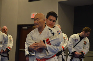 Grandmaster Bong Yul Shin practicing with Moo Sul Kwan black belts Grandmaster Bong Yul Shin practicing with Moo Sul Kwan black belts at the MSK Summer Expo
