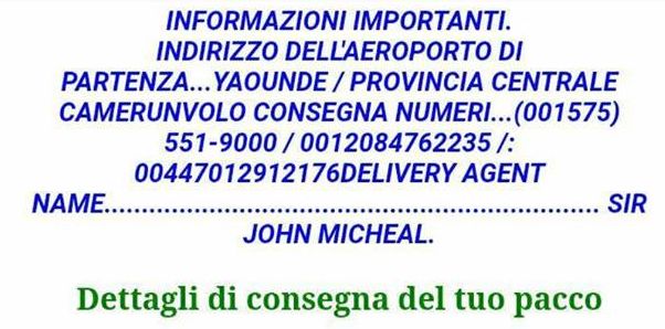 Pacco postale, con pagamento di una tassa di assicurazione | Truffe Online