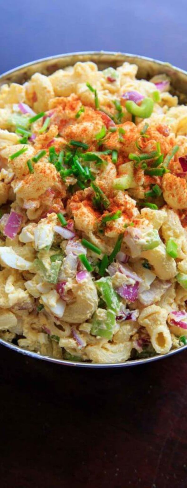 Deviled Egg Pasta Salad cocktail drinks and foods recipes