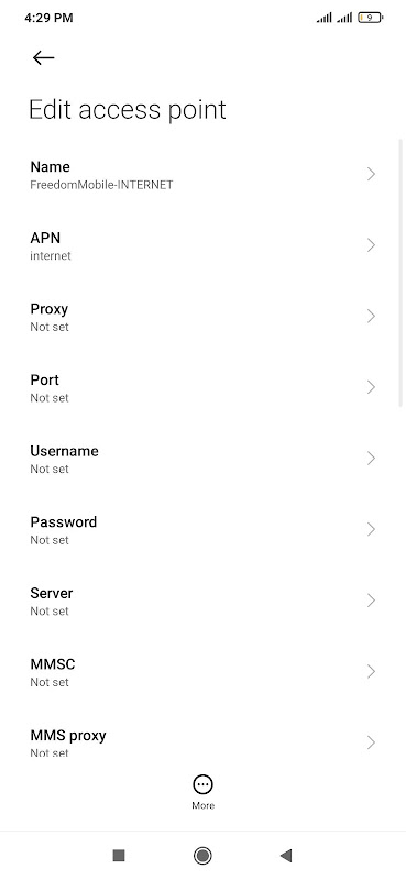 Freedom Mobile APN Settings for Android