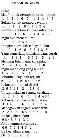 Not Angka Pianika Lagu Ost Sailor Moon Not Lagu Lengkap