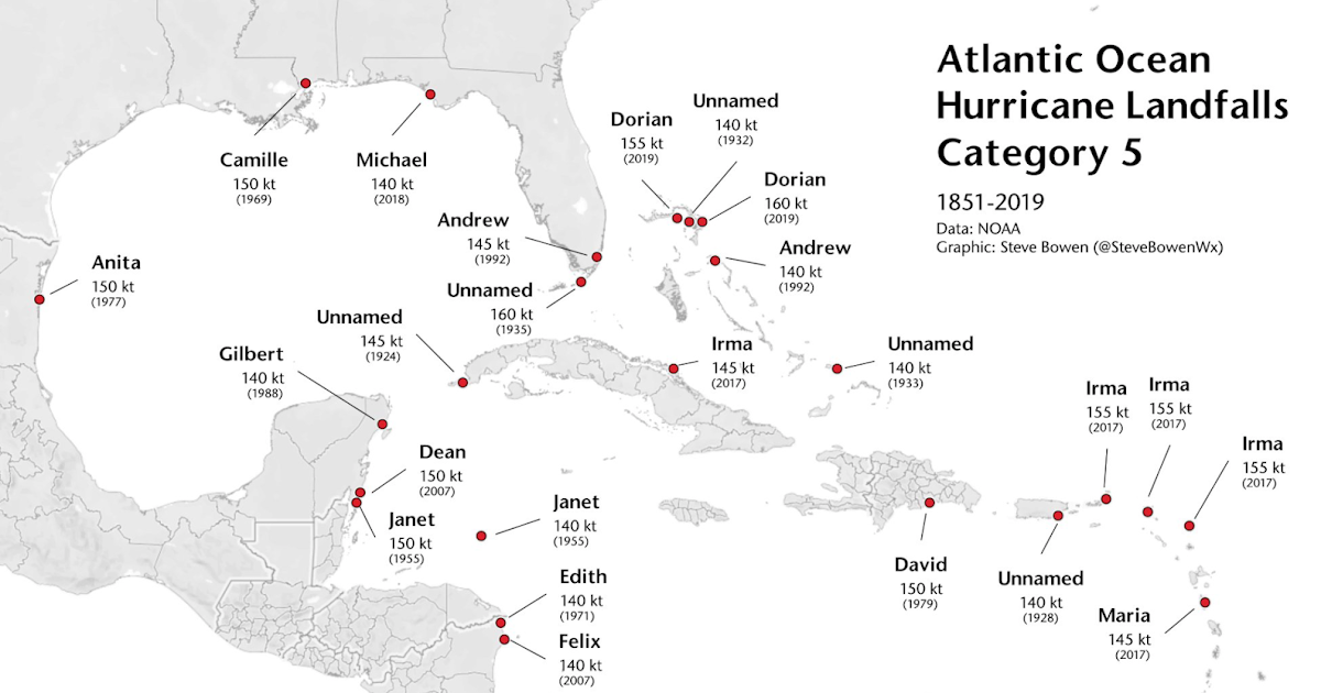 MSE CREATIVE CONSULTING BLOG Locations of Category 5 Hurricane Landfalls