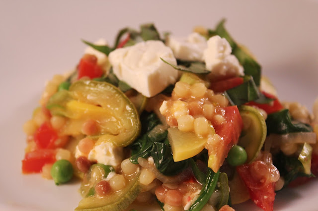 Fregola with summer vegetables