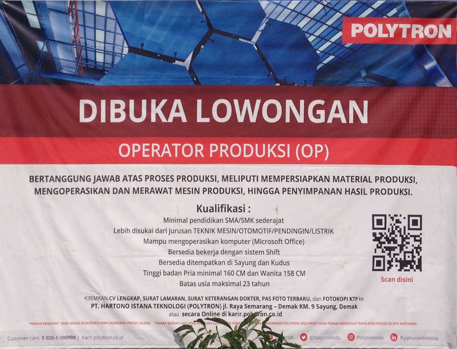 Polytron Buka Lowongan Kerja Operator Produksi Op