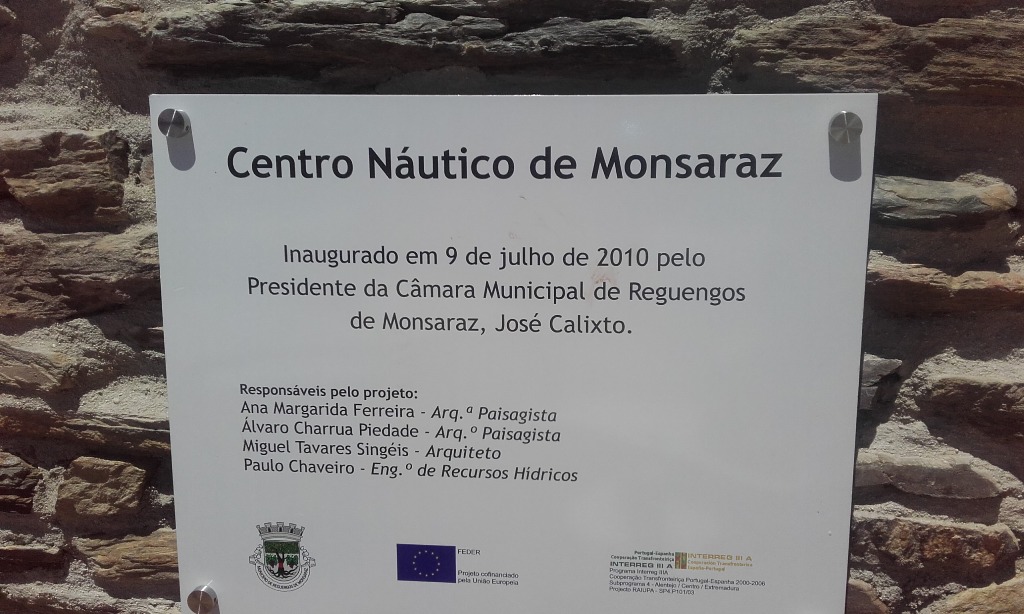 Placa Inauguração Centro Náutico de Monsaraz