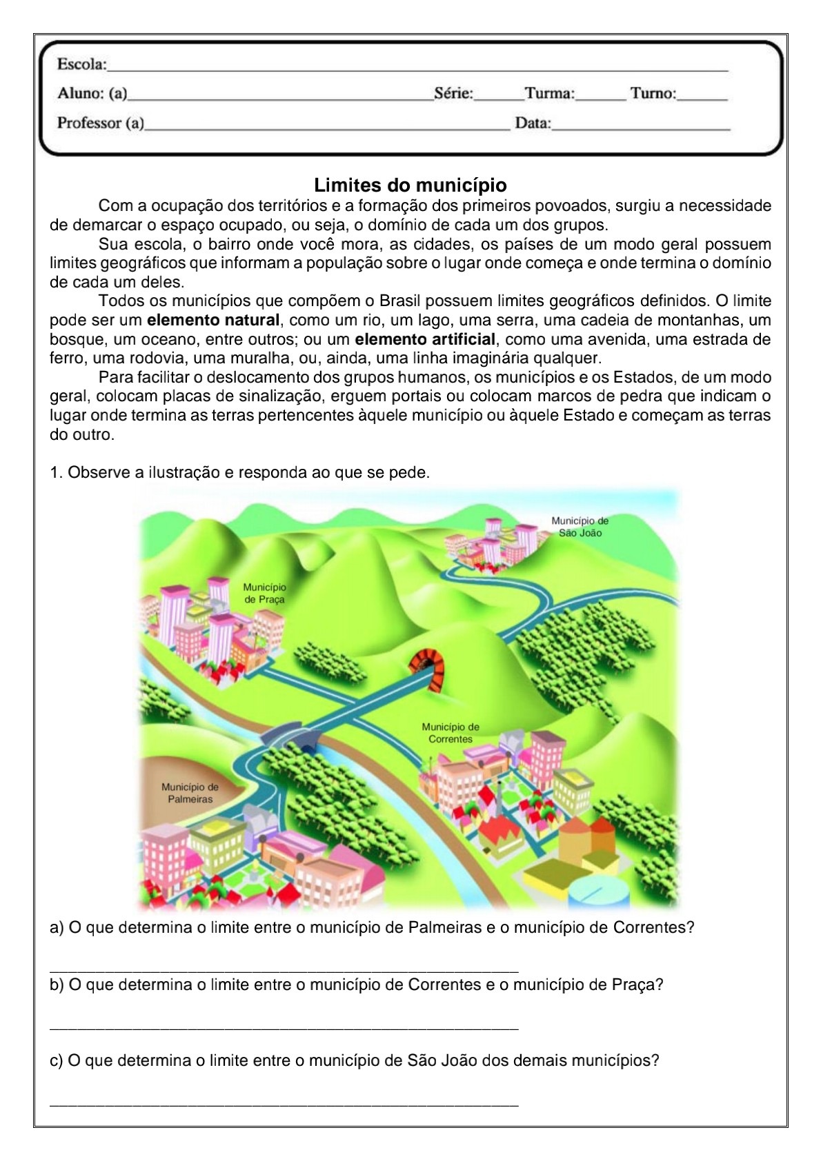 👍Geografia limites do município Atividade de geografia sobre limites do município 👍Geografia limites do município Atividade de geografia sobre limites do município