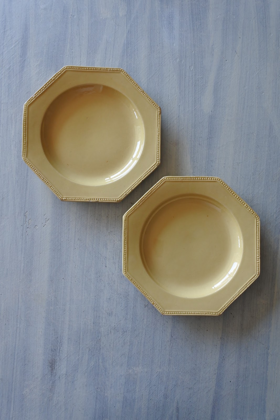 フランスアンティーク アプト APT 黄釉 八角 オーバル 深皿