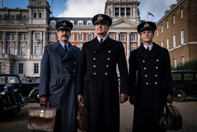 Operation Mincemeat - Matthew Macfadyen as Charles Cholmondeley, Colin Firth as Ewen Montagu and Johnny Flynn as Ian Fleming