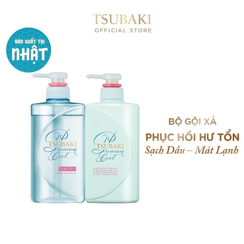 BỘ GỘI XẢ SẠCH DẦU MÁT LẠNH PREMIUM COOL SHAMPOO & CONDITIONER PAIR SET 490ML – TSUBAKI, My Pham Nganh Toc