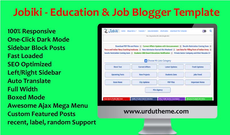 Jobiki  Education Premium Blogger Template Free