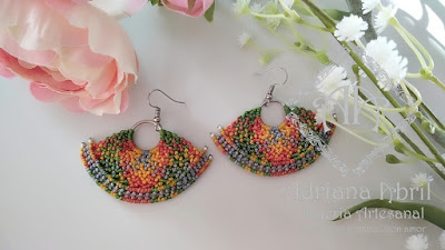 Pendientes en macramé, aros, aretes, Earrings, hoops, earrings in macramé by #AdrianaAbril