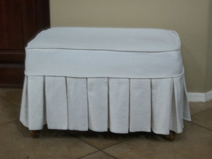HOUSE UNDERCOVER: DIY Dropcloth Ottoman Slipcover