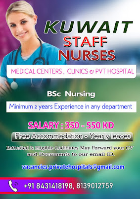 Urgently Required Staff Nurses for Kuwait
