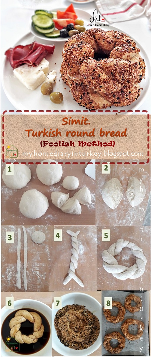 Simit. Turkish round bread (Poolish method). | Çitra's Home Diary. #simitrecipe #turkishsimit #turkishbagel #simitfoodphotography #breakfast #bagelrecipe #resepmasakanturki