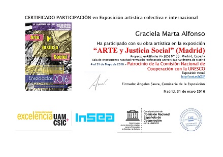 Certificado de Participación "Arte y Justicia Social" Proyecto Enredadas, Madrid
