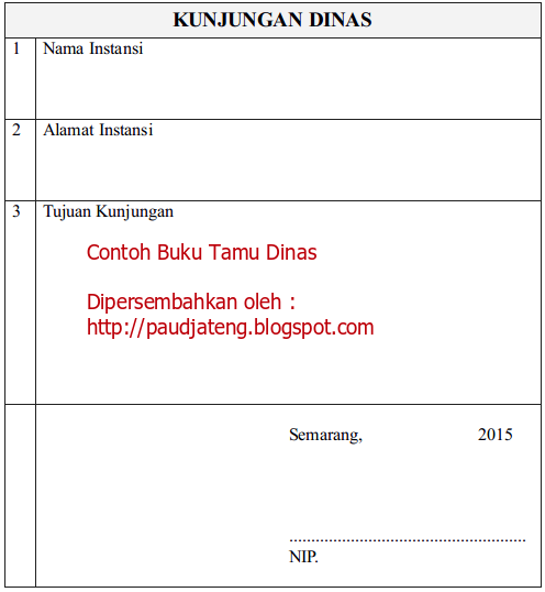 Contoh Buku Tamu DinasBuku Tamu Khusus  Instansi