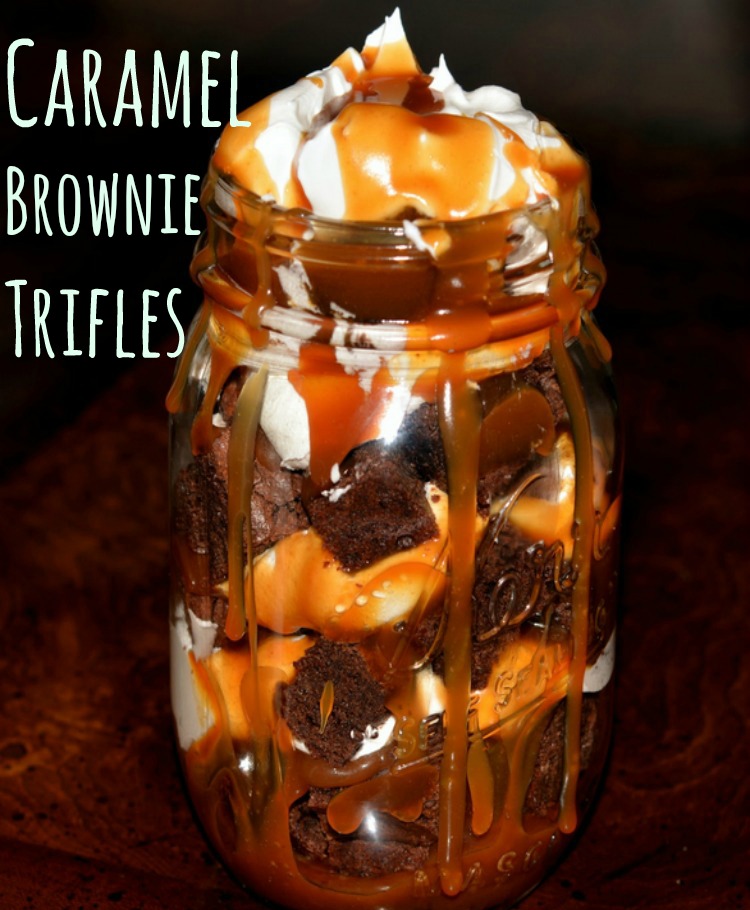Mason Jar Caramel Brownie Trifles