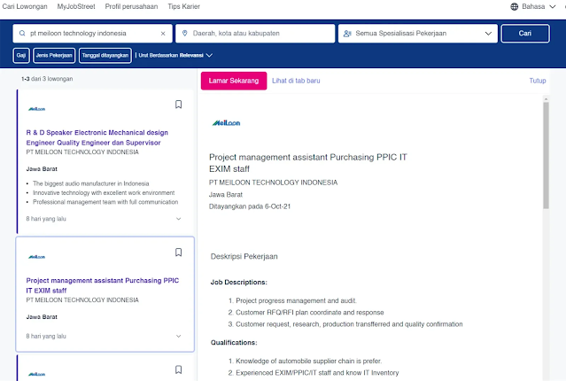Cara Melamar PT Meiloon Technology Indonesia Secara Online