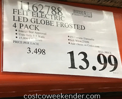 Deal for the Feit Electric Globe Frosted LED Bulbs (4 pack) at Costco