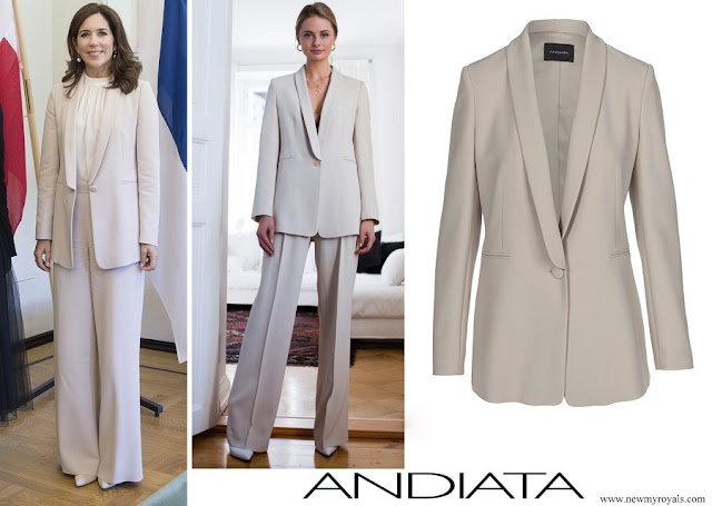 Crown Princess Mary wore Andiata Cecel SP blazer and Gytta trousers