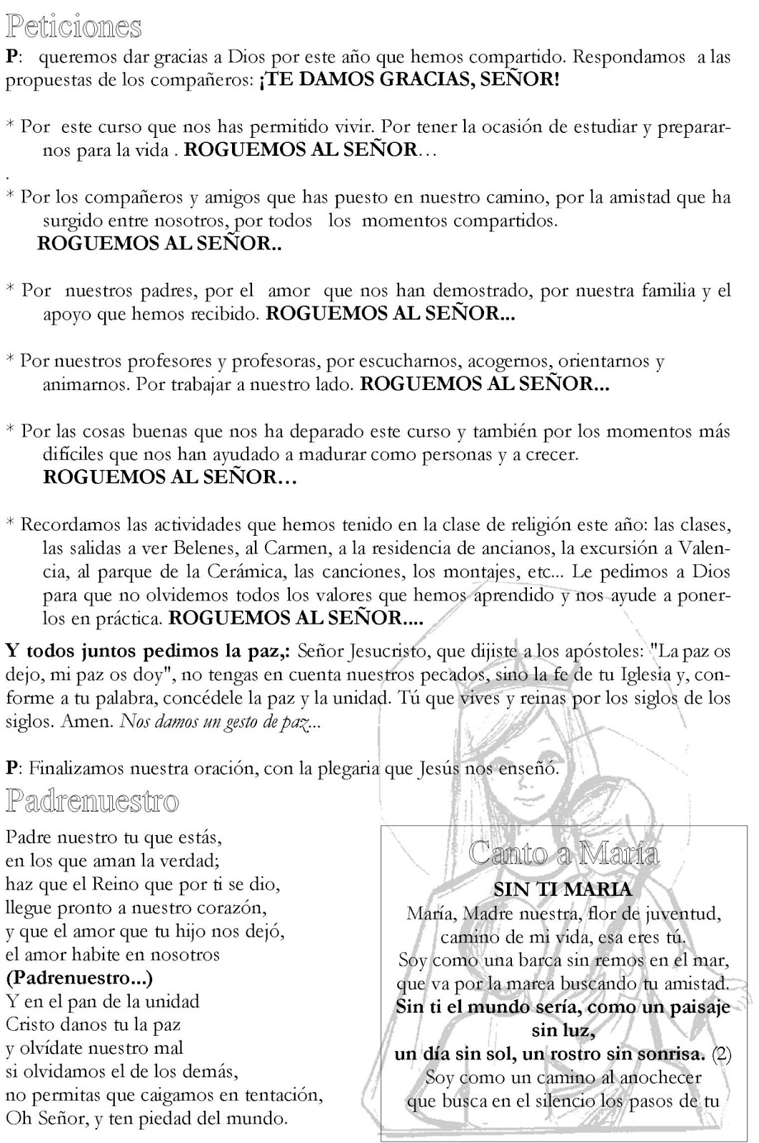 Departamento de Religión IES Serra Espadà ORACIÓN FIN DE