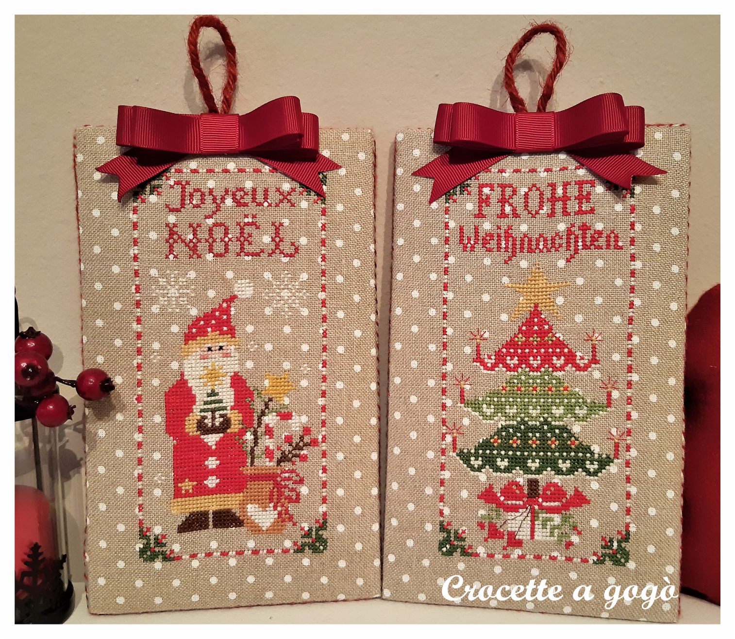 Crocette A Gogo Set 2 Cross Stitch Patterns Christmas Ornament Babbo Natale E Albero Di Natale
