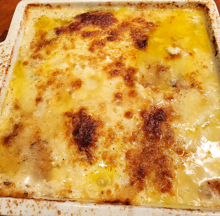 this is a casserole made with potatoes, leftover ham and lots of cheese