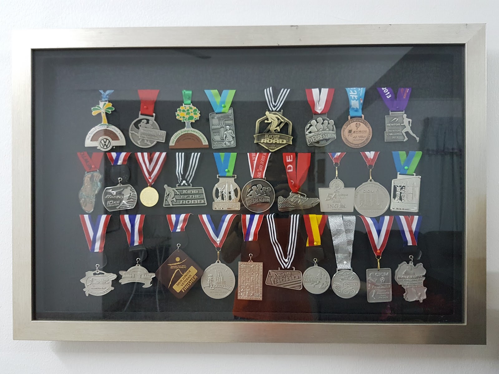 My custommade wooden race medal frames with glass cover (instead of